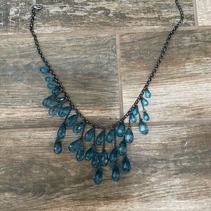 SOLD 3 $10 Teal Blue Asymmetrical Dangle Necklace